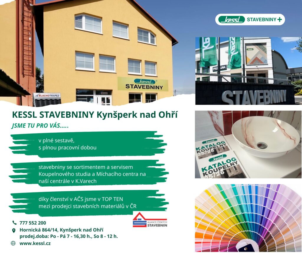 Stavebniny KESSL v Kynšperku v plné sestavě, s plnou prodejní dobou